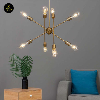 Brass & Glass Pendant Light – Modern Linear Rods | Industrial Pendant for Dining, Living | Jagmag Lights