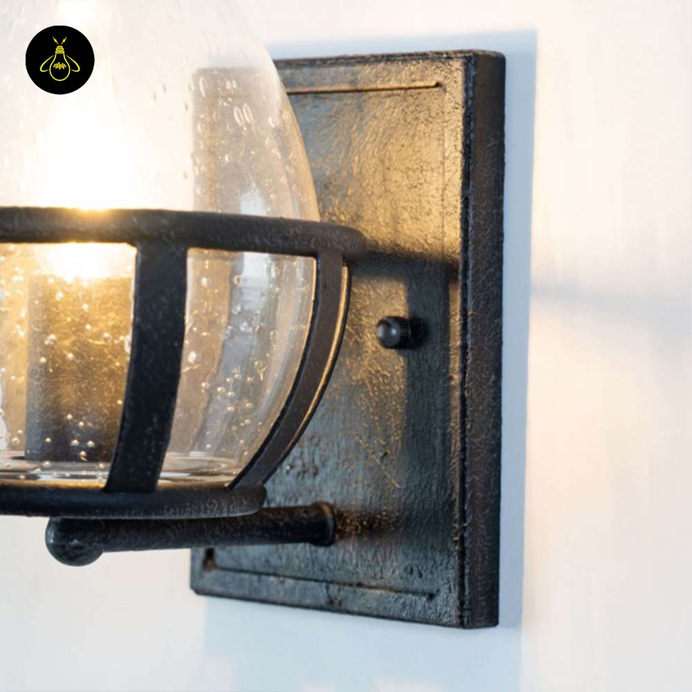 Glass & Metal Wall Light – Black Industrial Vase | Corridor & Living Room Lighting | Jagmag Lights