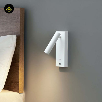 Stainless Steel LED Wall Light – Matte White USB Reading | White LED Wall Light for Bedrooms | Jagmag Lights