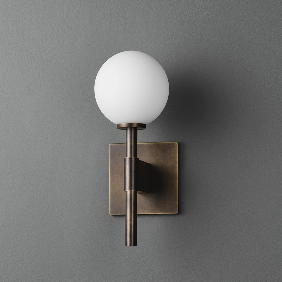 Antique Brass Glass Wall Light – Modern Opal Sconce | Jagmag Lights