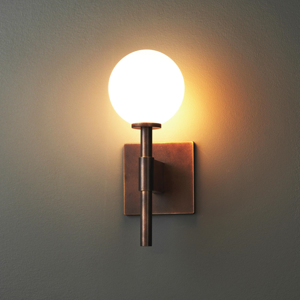 Antique Brass Glass Wall Light – Modern Opal Sconce | Jagmag Lights