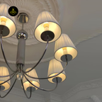 Elegant Cloth Chandelier with White Pleated Shades | Jagmag Lights