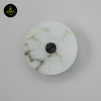 Vintage Alabaster Wall Light - Black Metal Fixture | Jagmag Lights