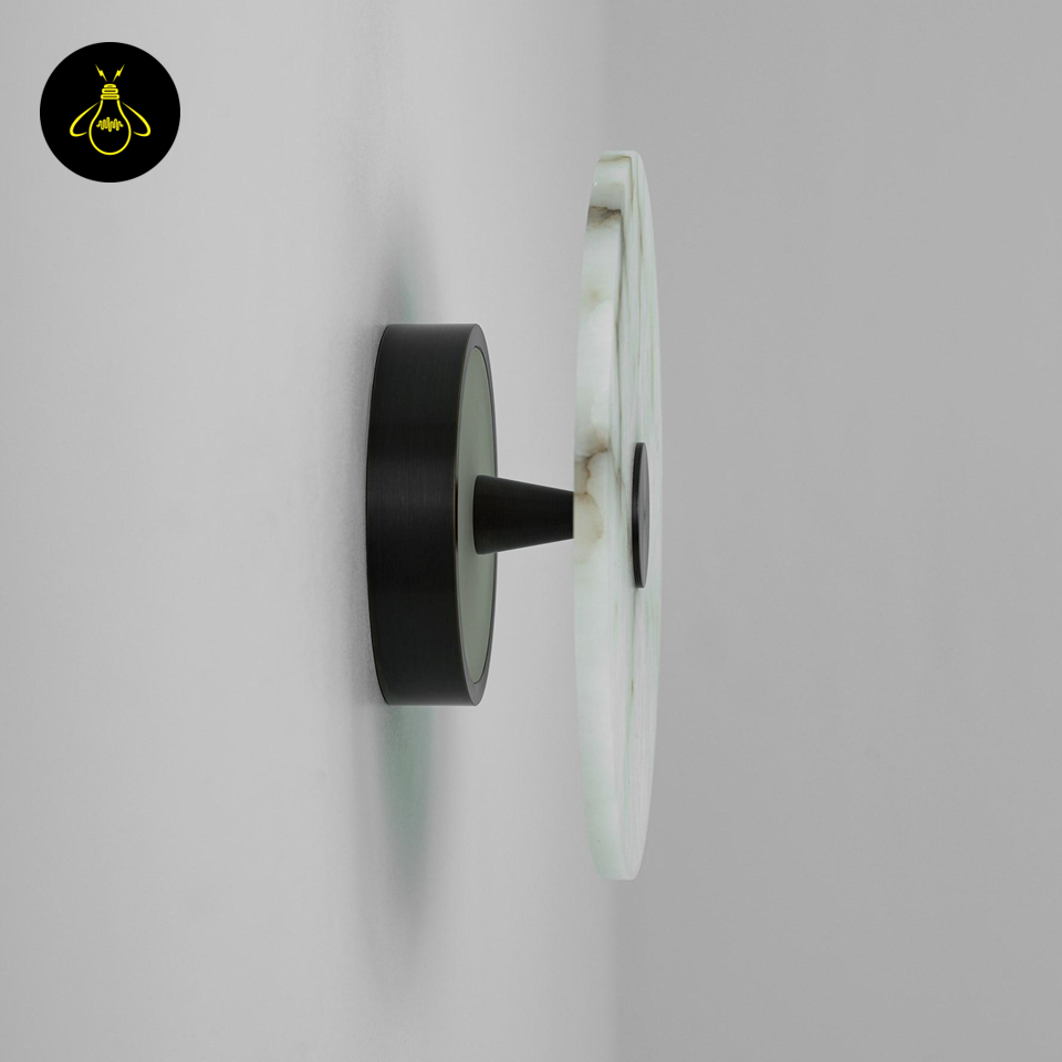 Vintage Alabaster Wall Light - Black Metal Fixture | Jagmag Lights