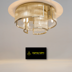 Fluted Glass Chandelier – 9-Light Modern Gold Ceiling Lamp | Jagmag Lights
