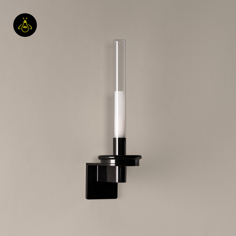 Jagmag Lights LED Light Wall Lamp | Pyrex Glass Shade | Glossy Black Metal Base | Ambient Lighting for Homes and Hotels