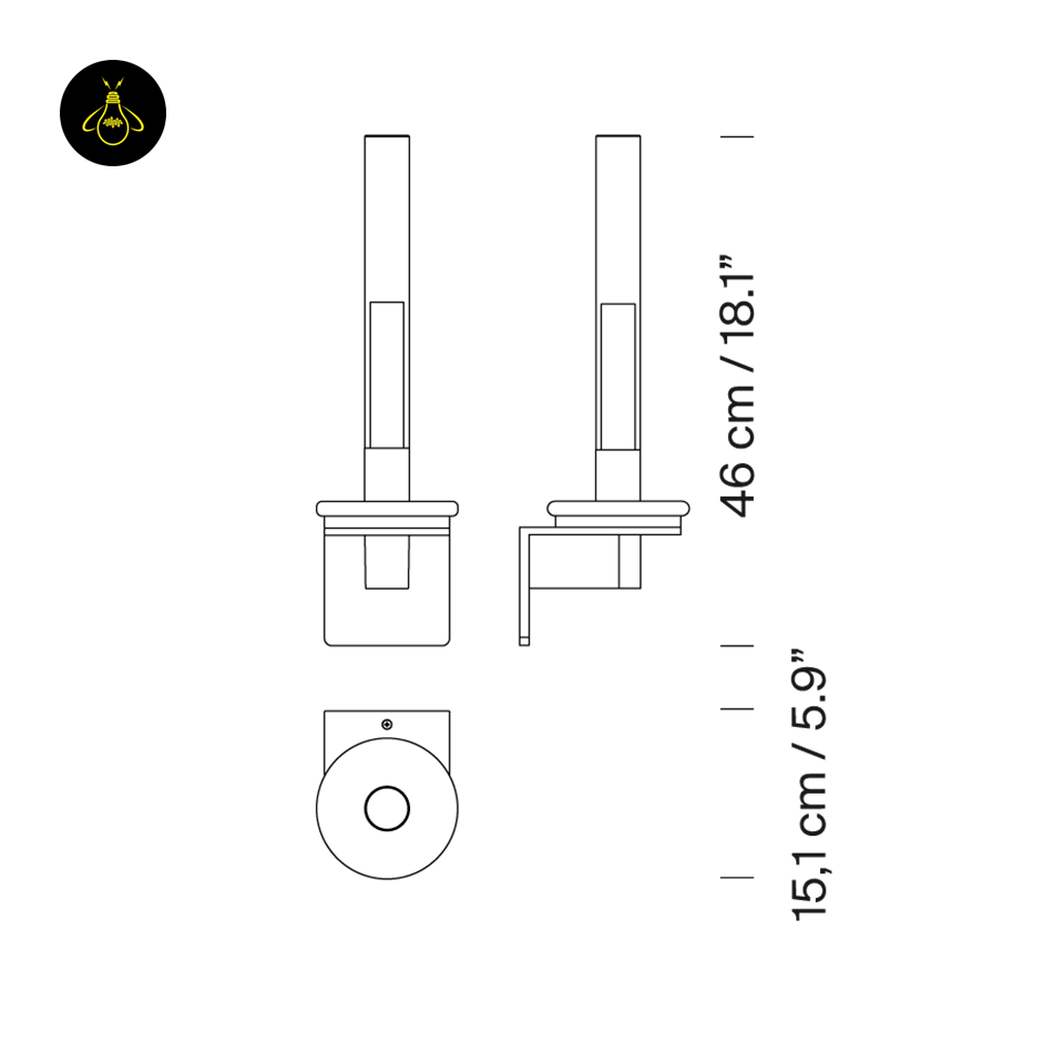 Jagmag Lights LED Light Wall Lamp | Pyrex Glass Shade | Glossy Black Metal Base | Ambient Lighting for Homes and Hotels