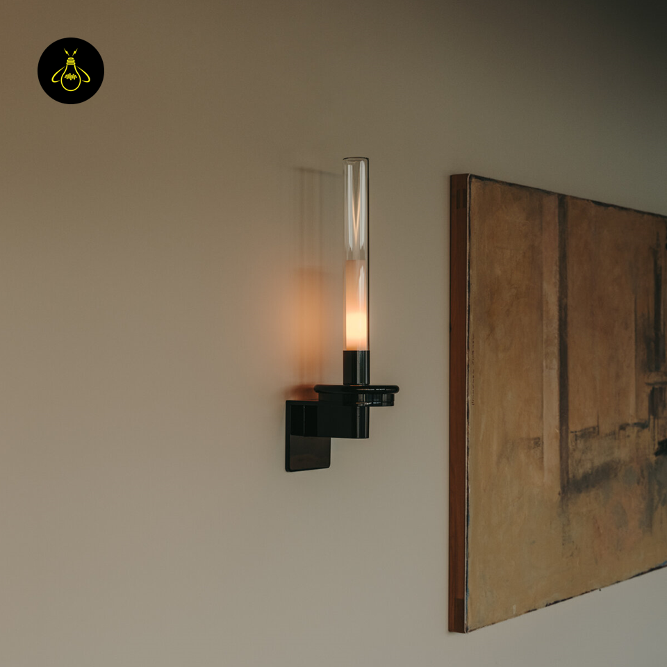 Jagmag Lights LED Light Wall Lamp | Pyrex Glass Shade | Glossy Black Metal Base | Ambient Lighting for Homes and Hotels