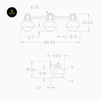 Jagmag Lights Linear Wall Sconce – Modern 3-Pendant Design – Metal, Glass & Wood – Universal Mounting (23.5 lb)