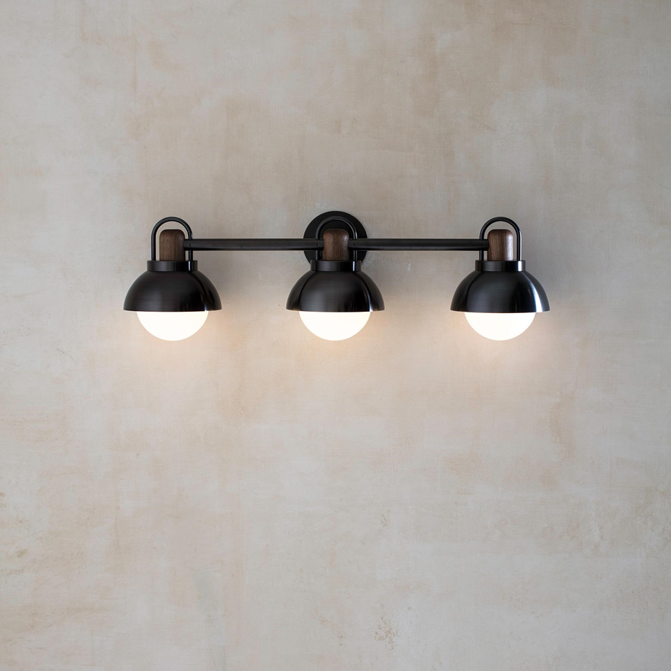 Jagmag Lights Linear Wall Sconce – Modern 3-Pendant Design – Metal, Glass & Wood – Universal Mounting (23.5 lb)
