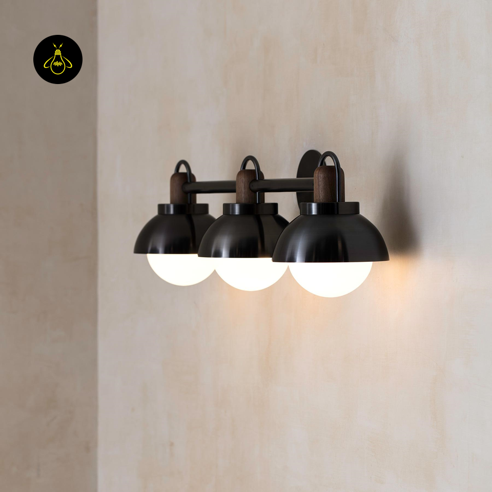 Jagmag Lights Linear Wall Sconce – Modern 3-Pendant Design – Metal, Glass & Wood – Universal Mounting (23.5 lb)