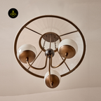 Milk Glass Chandelier – Antique Brass Design | Hanging Chandelier for Dining & Living Room | Jagmag Lights