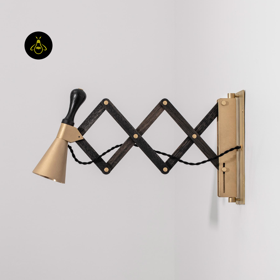 Jagmag Lights Vintage Wall Sconce - Brass & Wood Task Light - Adjustable 18" Reach - UL Certified