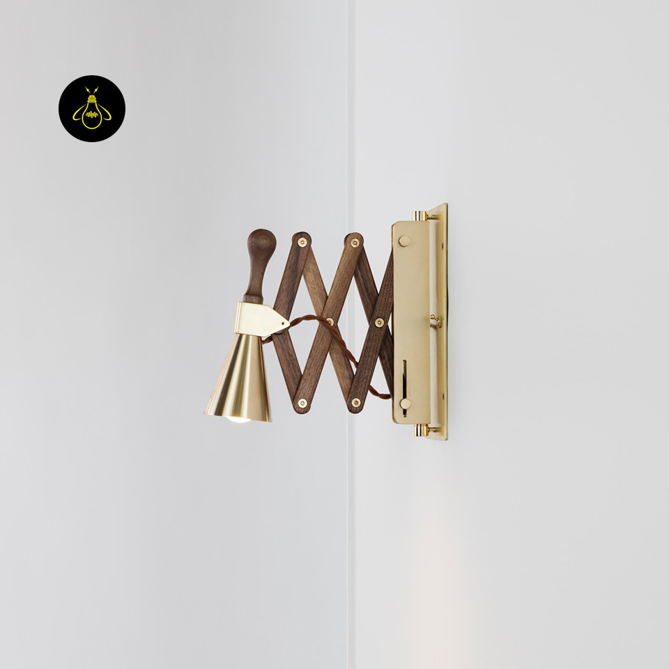Jagmag Lights Vintage Wall Sconce - Brass & Wood Task Light - Adjustable 18" Reach - UL Certified
