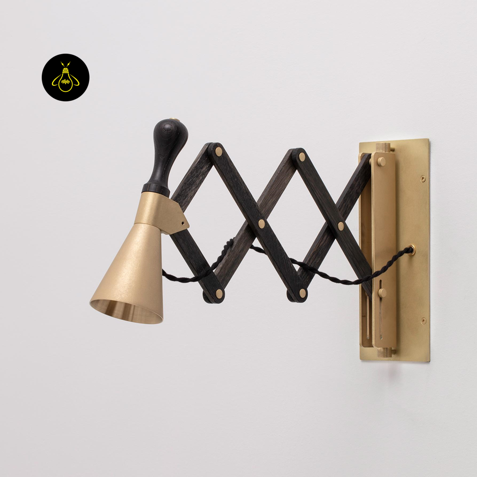 Jagmag Lights Vintage Wall Sconce - Brass & Wood Task Light - Adjustable 18" Reach - UL Certified