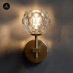 Gold Metal & Glass Wall Lamp – Geometric Clear Finish | Decorative Lighting for Living Room, Bedroom, Hallway | Jagmag Lights
