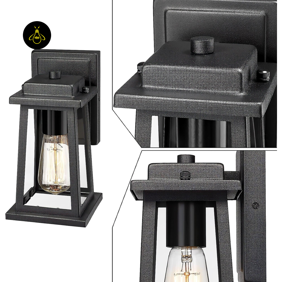 Outdoor Wall Lantern – Black Metal & Glass IP44 Light | Jagmag Lights India