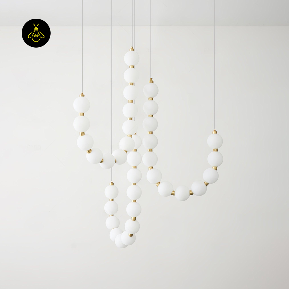 LED Chandelier – Pearl Necklace Modern Gold Fixture | Jagmag Lights