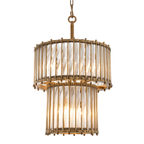 Lantern Tiziano Double – Antique Brass & Clear Glass | Luxury Chandelier for Living & Dining