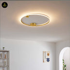 Brass Finish Metal LED Ceiling/Wall Light – Ultra-Minimalist Circle | Dimmable Lighting for Living, Dining & Bedroom | Jagmag Lights