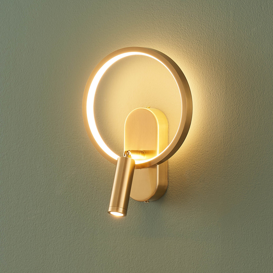 LED Circle Wall Light – Gold & Black Reading Light | Wall Light for Bedroom & Study | Jagmag Lights