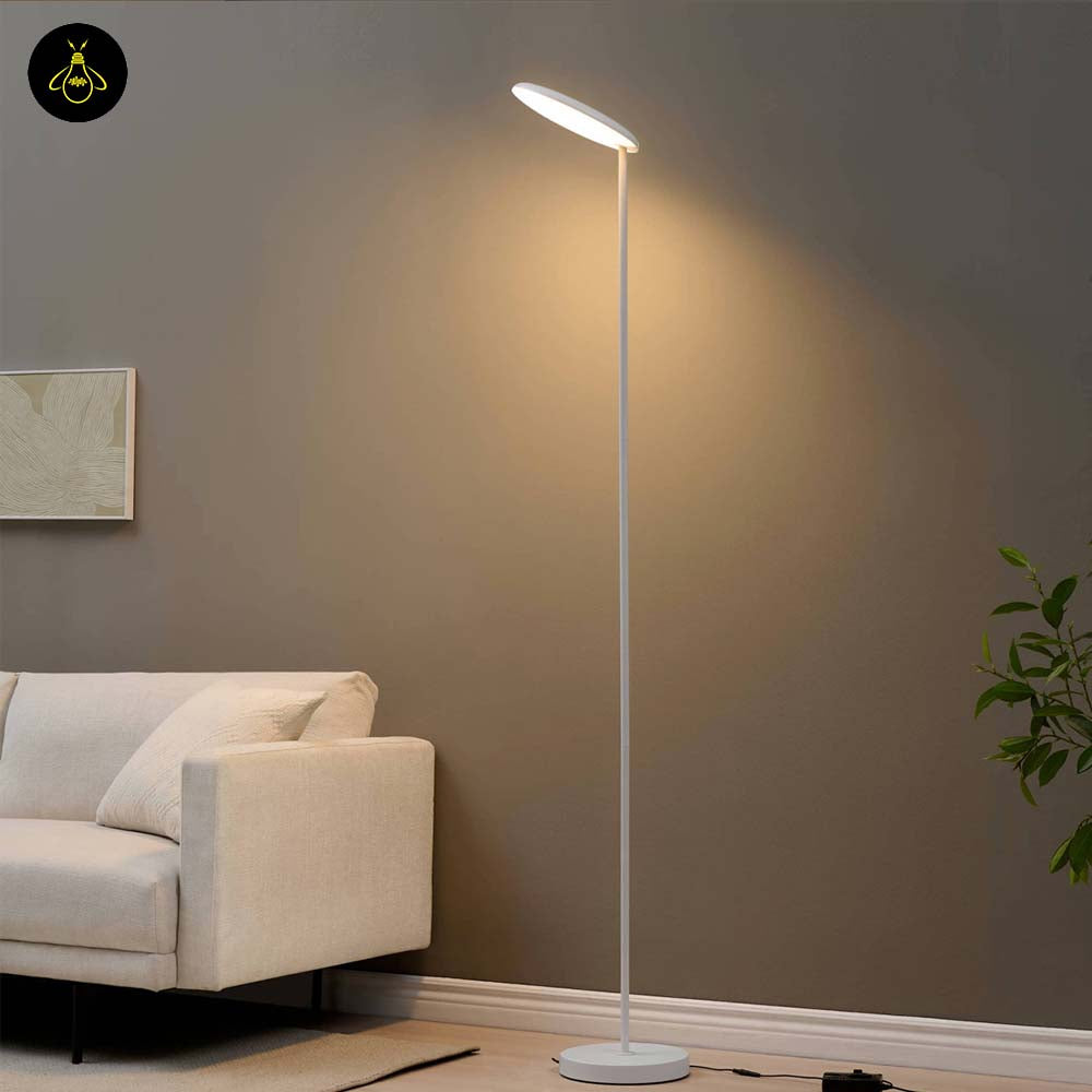 Sleek White LED Floor Lamp – Adjustable Dimmable Head | Modern Lighting for Living Room & Office | Jagmag Lights
