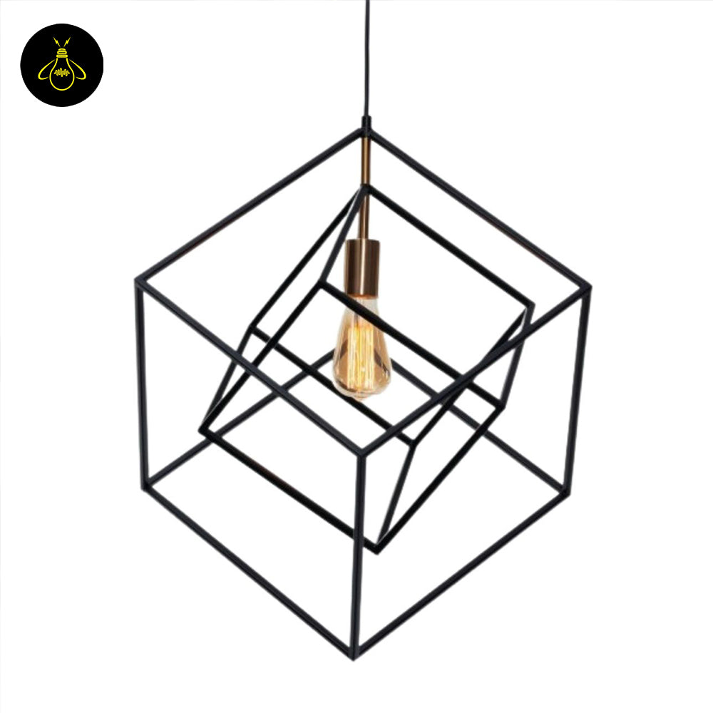 Stainless Steel Metal Pendant Light – Black Cage Design | Metal Pendant Light for Living Room, Dining Room | Jagmag Lights