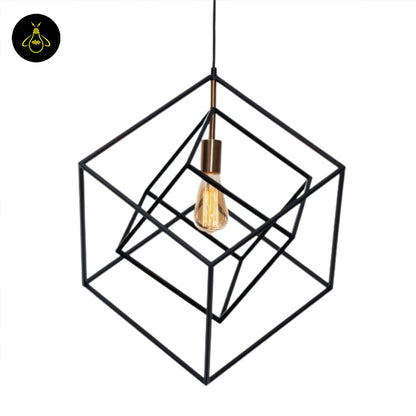 Stainless Steel Metal Pendant Light – Black Cage Design | Metal Pendant Light for Living Room, Dining Room | Jagmag Lights