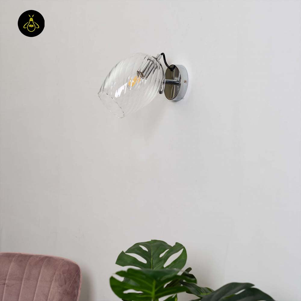 Textured Glass Wall Light – Clear Finish | Decorative Wall Light for Living Rooms, Hallways | Jagmag Lights