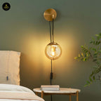 Golden Glass Wall Lamp – Brass Finish | Wall Sconce for Living Room & Bedroom | Jagmag Lights
