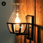 Glass & Metal Wall Light – Black Industrial Vase | Corridor & Living Room Lighting | Jagmag Lights