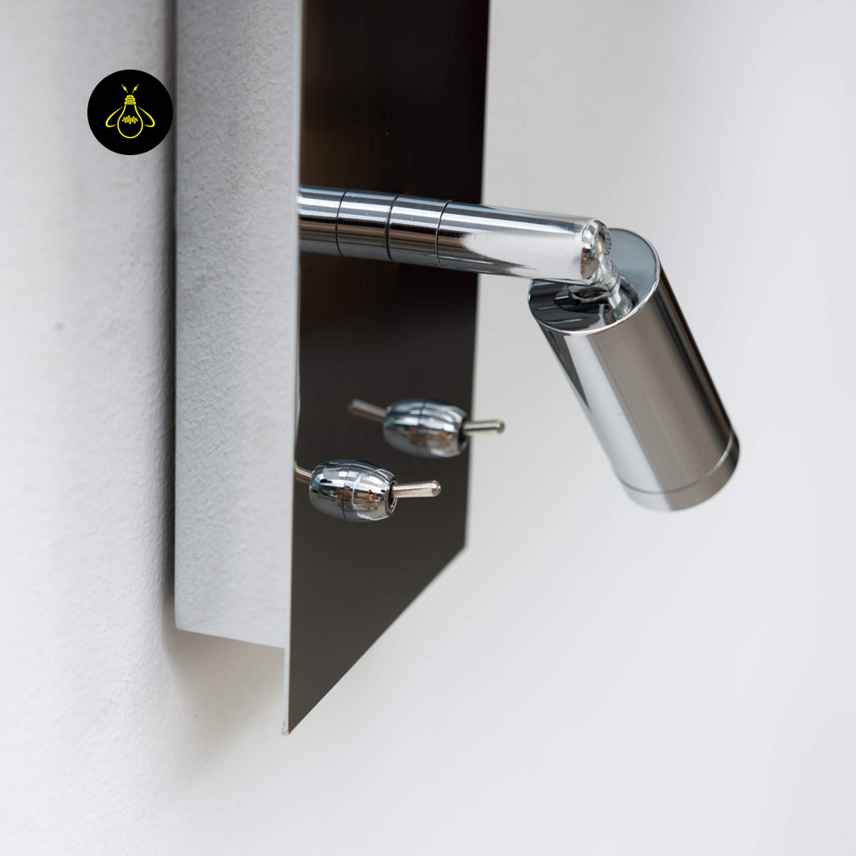 Chrome Reading Wall Light – Bedside Sconce with LED & Fabric Shade | Jagmag Lights