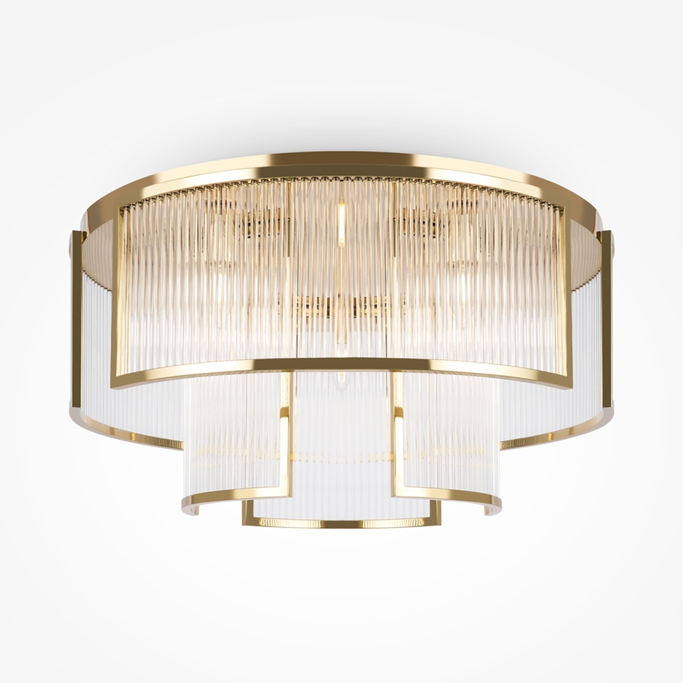 Fluted Glass Chandelier – 9-Light Modern Gold Ceiling Lamp | Jagmag Lights