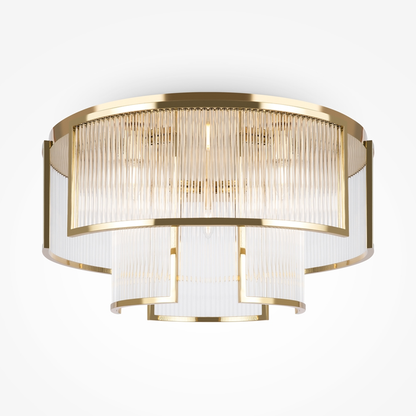 Fluted Glass Chandelier – 9-Light Modern Gold Ceiling Lamp | Jagmag Lights
