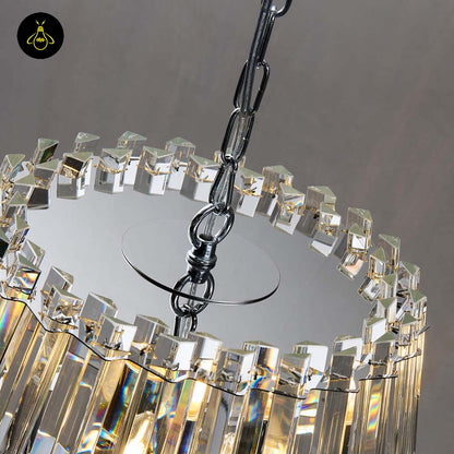 Crystal Glass Pendant Light – Trapezoid Design With Silver Finish | Elegant Hanging Light for Living Room, Dining, Bedroom | Jagmag Lights