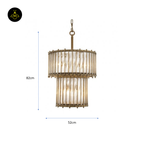 Lantern Tiziano Double – Antique Brass & Clear Glass | Luxury Chandelier for Living & Dining