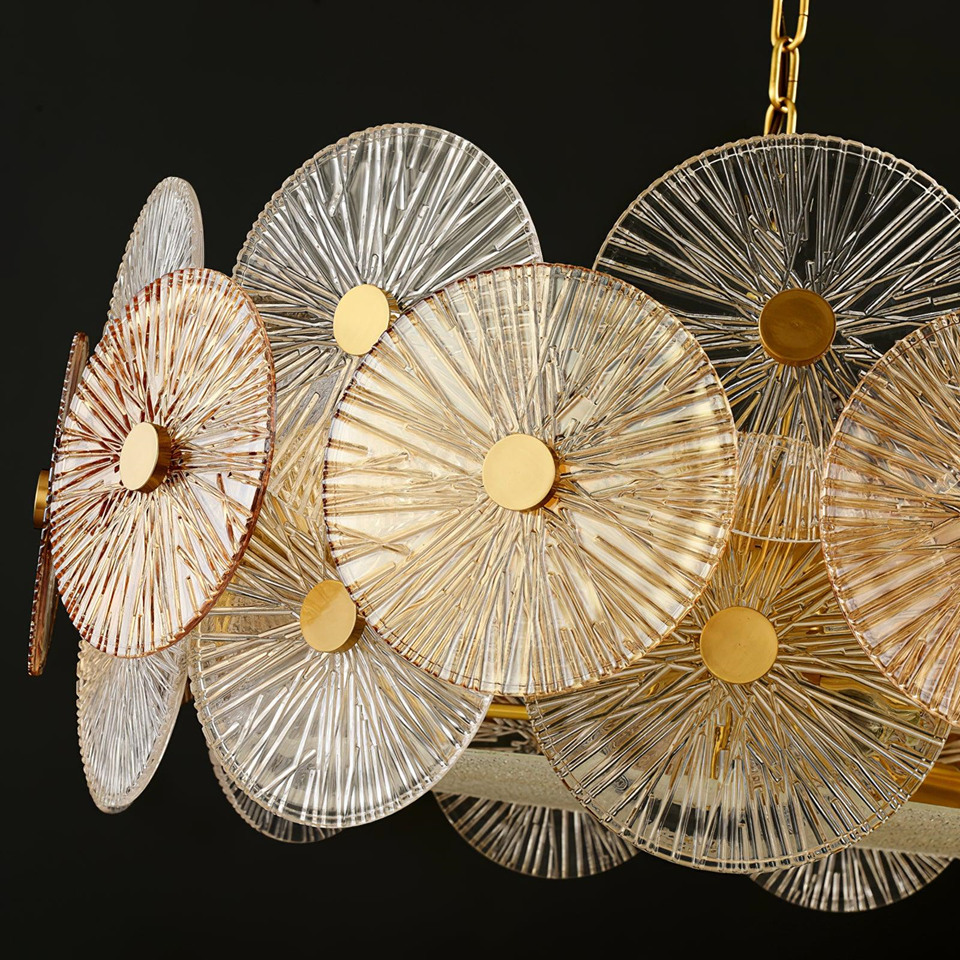 Gold Chandelier with Amber & Clear Glass – Elegant Ceiling Light | Jagmag Lights