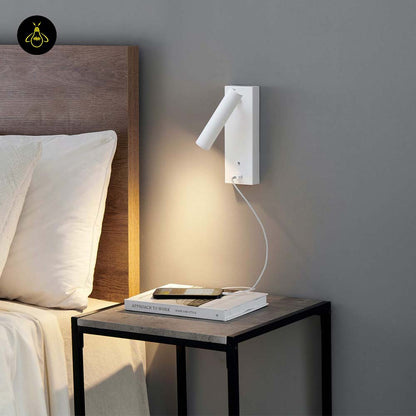 Stainless Steel LED Wall Light – Matte White USB Reading | White LED Wall Light for Bedrooms | Jagmag Lights