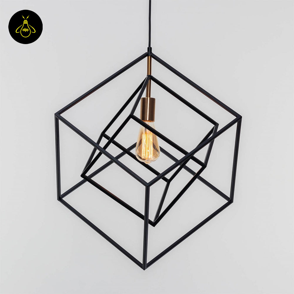 Stainless Steel Metal Pendant Light – Black Cage Design | Metal Pendant Light for Living Room, Dining Room | Jagmag Lights