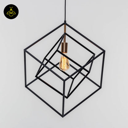 Stainless Steel Metal Pendant Light – Black Cage Design | Metal Pendant Light for Living Room, Dining Room | Jagmag Lights