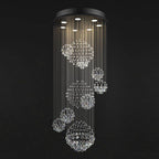 Jagmag Lights Luxury Solar System Spiral Raindrop Chandelier with Tiered Crystal Design, Perfect for Staircase and Foyer - Fancy and Decorative lights - Brand name jagmag lights