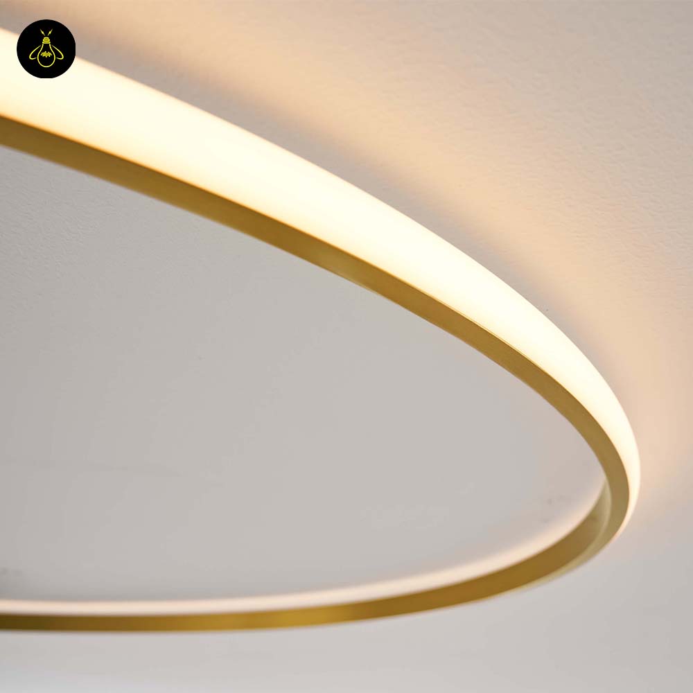 Brass Finish Metal LED Ceiling/Wall Light – Ultra-Minimalist Circle | Dimmable Lighting for Living, Dining & Bedroom | Jagmag Lights