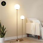 Stainless Steel Floor Lamp – Dual Globe Minimalist | Floor Lamp for Living Room, Bedroom | Jagmag Lights