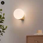 Glass Ball Wall Light – Minimal Gold Base | Minimalist Wall Lamp for Living Room, Bedroom | Jagmag Lights