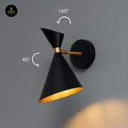 Stainless Steel Black Gold Wall Light – Double Cone Design | Lighting for Living Rooms & Bedrooms | Jagmag Lights