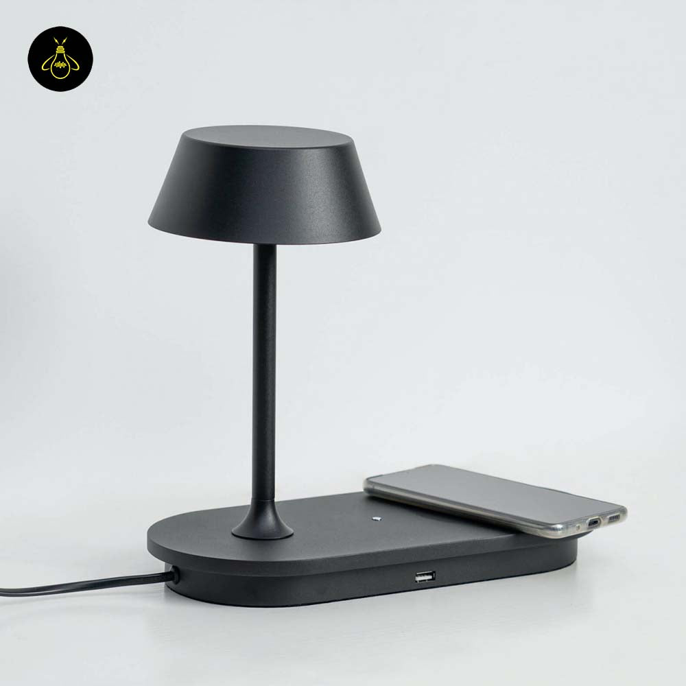 Stainless Steel LED Table Lamp – Wireless Charging | Modern Desk Lamp for Living & Bedroom | Jagmag Lights