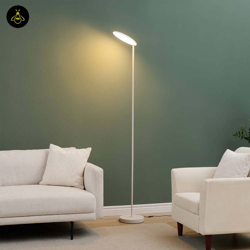 Sleek White LED Floor Lamp – Adjustable Dimmable Head | Modern Lighting for Living Room & Office | Jagmag Lights