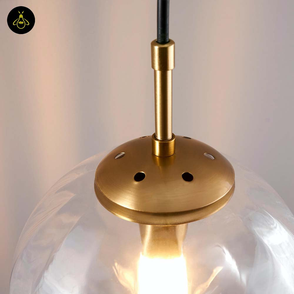 Glass Suspension Ball Pendant – Ribbed Smoked Finish | Decorative Pendant for Living & Dining Rooms | Jagmag Lights