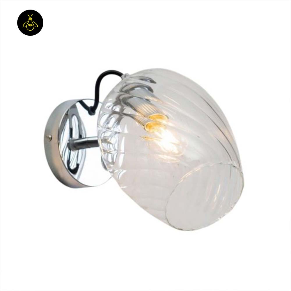 Textured Glass Wall Light – Clear Finish | Decorative Wall Light for Living Rooms, Hallways | Jagmag Lights