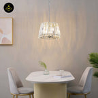 Crystal Glass Pendant Light – Trapezoid Design With Silver Finish | Elegant Hanging Light for Living Room, Dining, Bedroom | Jagmag Lights